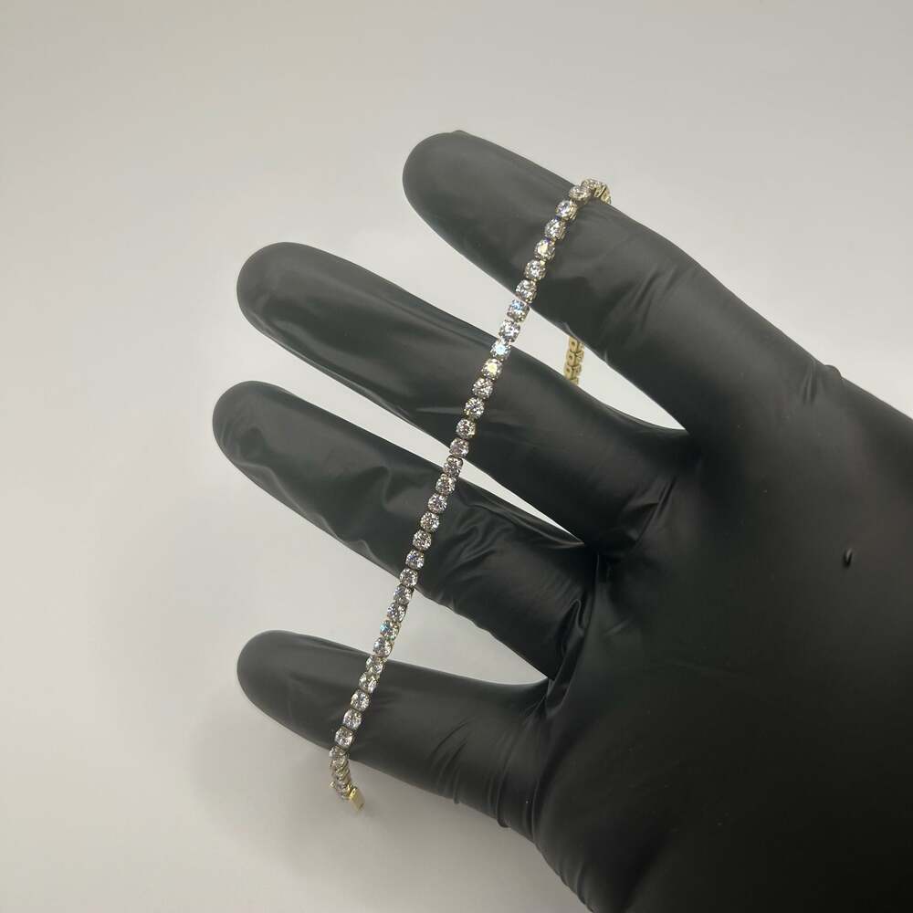 3mm Moissanite Gold Tennis Bracelet Womens 7.5 Inch VVS1 No Pass Waterproof